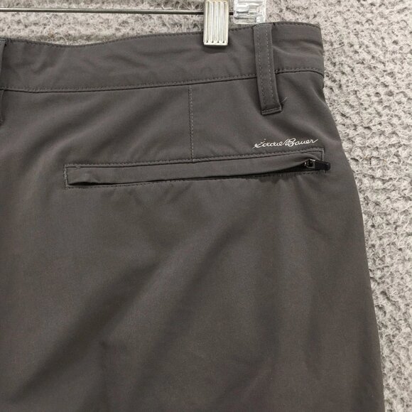 Eddie Bauer Flexion Chino Shorts Mens 32 (actual 33x9.5) Gray Mid Rise Zip Fly - Picture 9 of 16